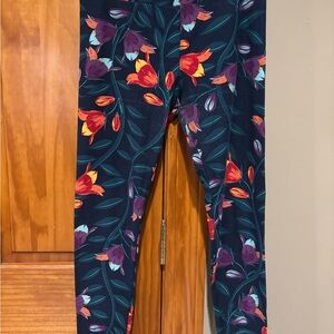 Women’s OS LuLaRoe Orange and Green Floral Leggings